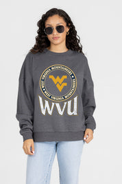 WEST VIRGINIA MOUNTAINEERS SATURDAY SEAL PREMIUM FLEECE DROP SHOULDER CREWNECK PULLOVER