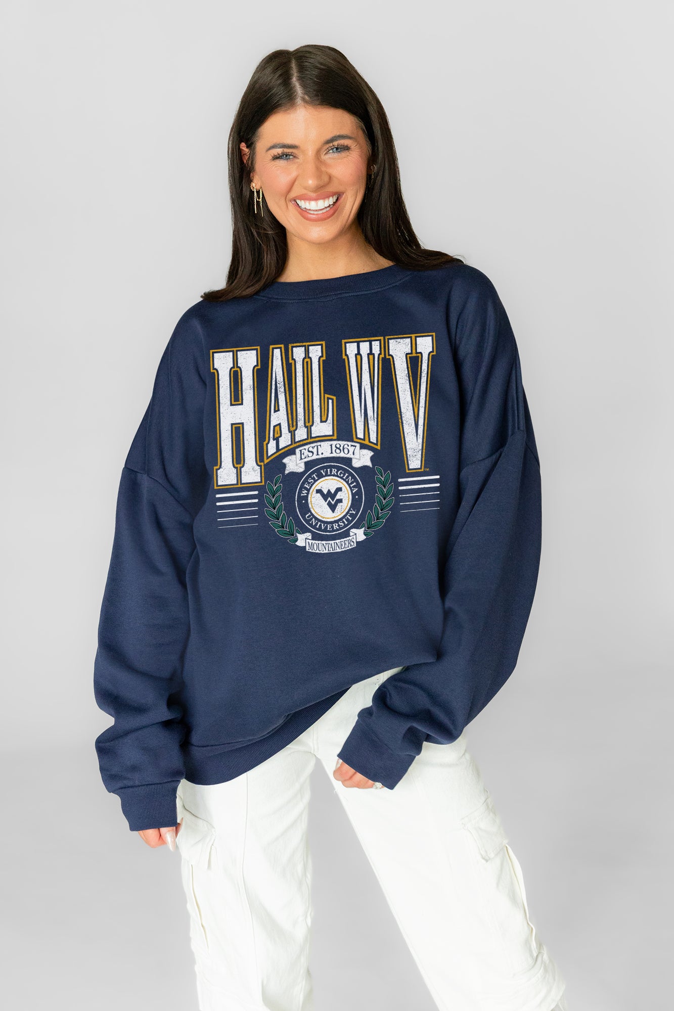 WEST VIRGINIA MOUNTAINEERS HONOR BOUND PREMIUM FLEECE CREWNECK PULLOVER