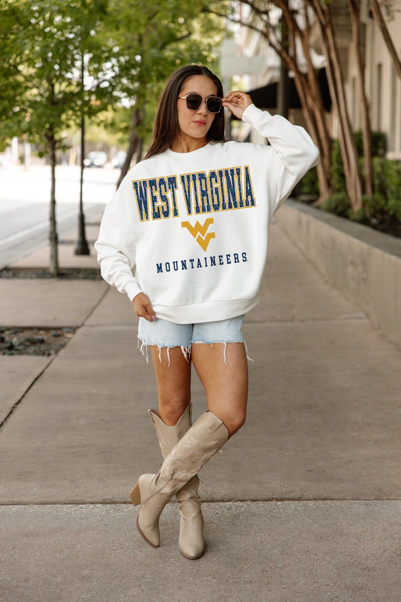WEST VIRGINIA MOUNTAINEERS Freestyle Fleece Drop-Shoulder Pullover
