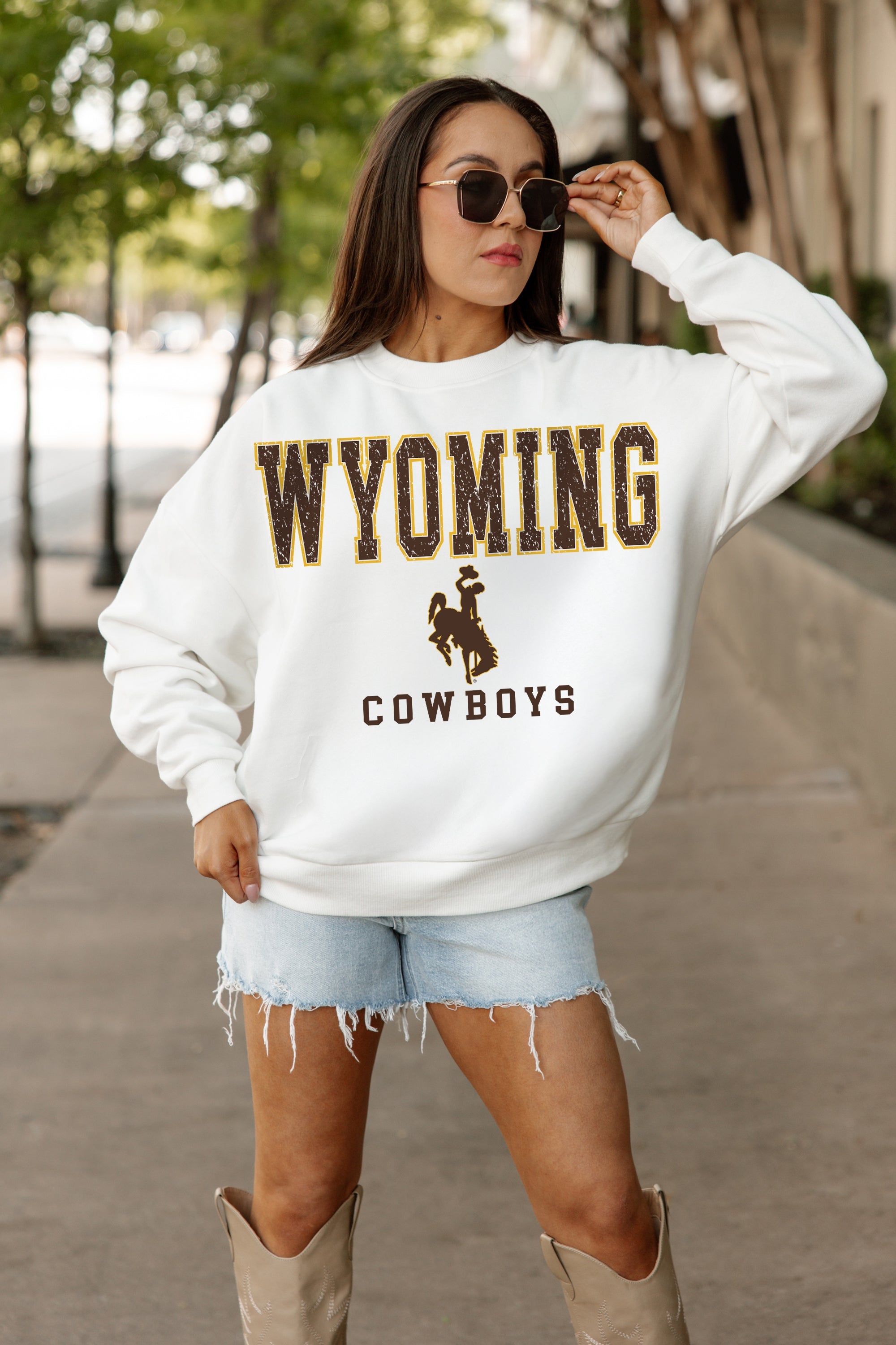 WYOMING COWBOYS FREESTYLE PREMIUM FLEECE CREWNECK PULLOVER
