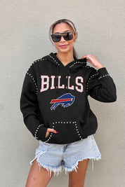 BUFFALO BILLS Catch the Vibe Studded Detail Fleece Front-Pocket Hoodie