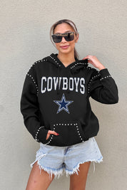 DALLAS COWBOYS Catch the Vibe Studded Detail Fleece Front-Pocket Hoodie