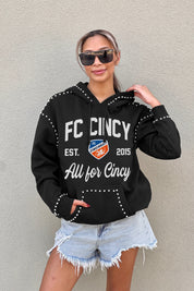 FC CINCINNATI HERE FOR IT STUDDED DETAIL FLEECE FRONT POCKET HOODIE