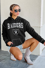 LAS VEGAS RAIDERS Catch the Vibe Studded Detail Fleece Front-Pocket Hoodie
