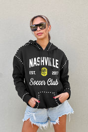 NASHVILLE SC HERE FOR IT STUDDED DETAIL FLEECE FRONT POCKET HOODIE
