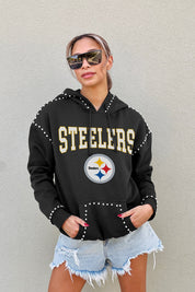 PITTSBURGH STEELERS Catch the Vibe Studded Detail Fleece Front-Pocket Hoodie