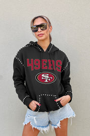 SAN FRANCISCO 49ERS Catch the Vibe Studded Detail Fleece Front-Pocket Hoodie
