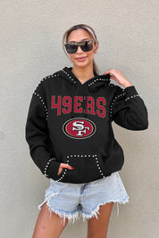SAN FRANCISCO 49ERS Catch the Vibe Studded Detail Fleece Front-Pocket Hoodie