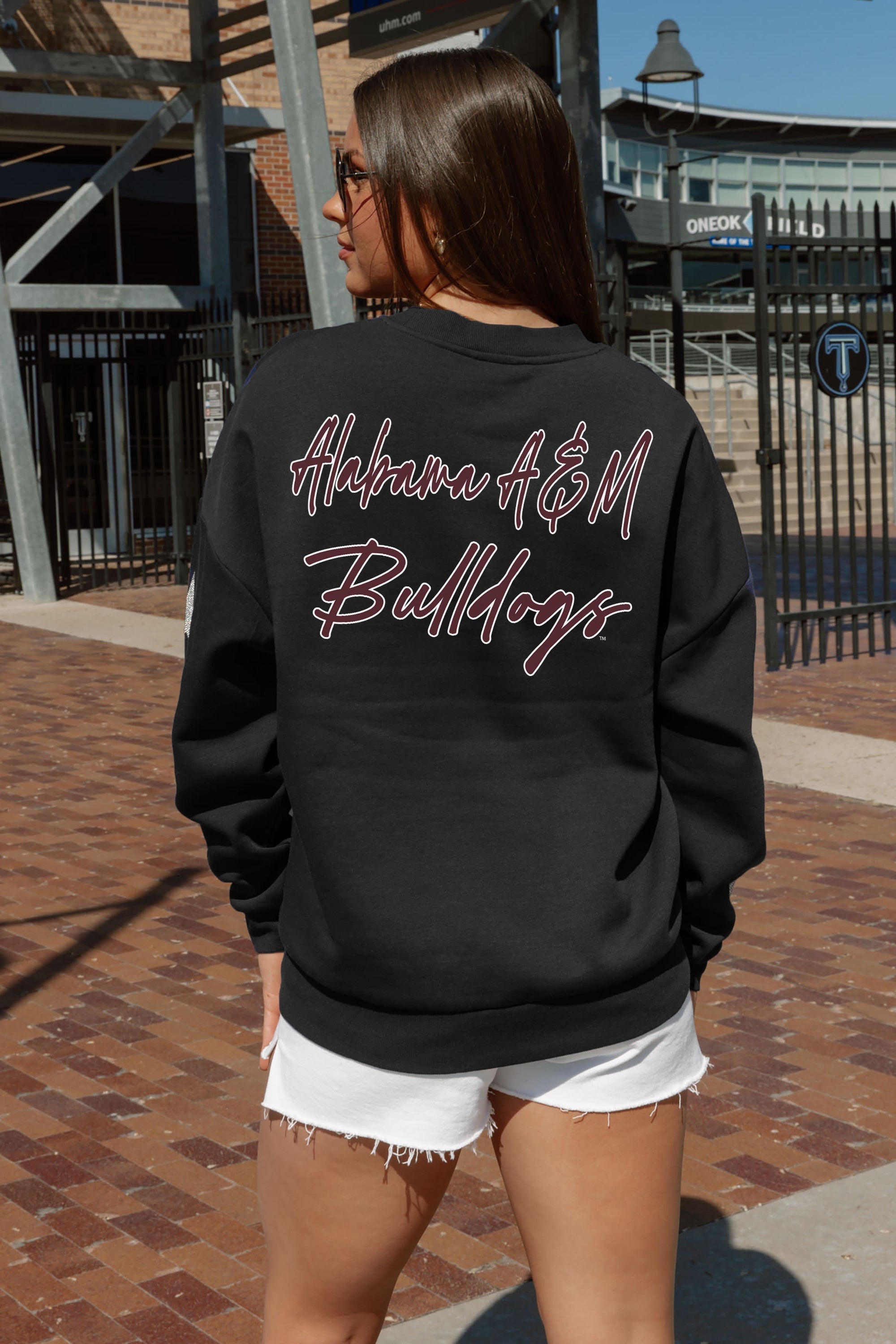 ALABAMA A&M BULLDOGS DEDICATION EMBELLISHED STAR SLEEVE CREWNECK PULLOVER
