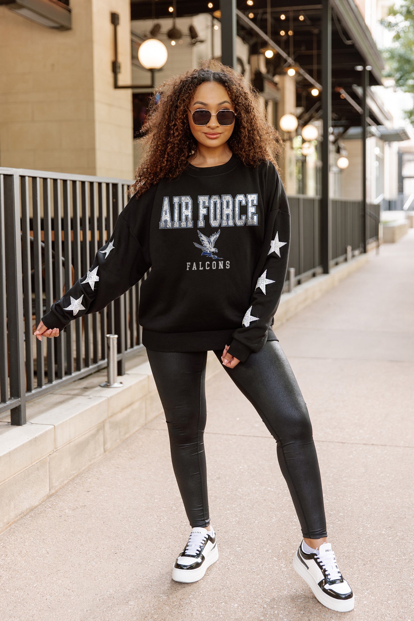 AIR FORCE FALCONS VELOCITY STAR EMBELLISHED CREW SWEATSHIRT