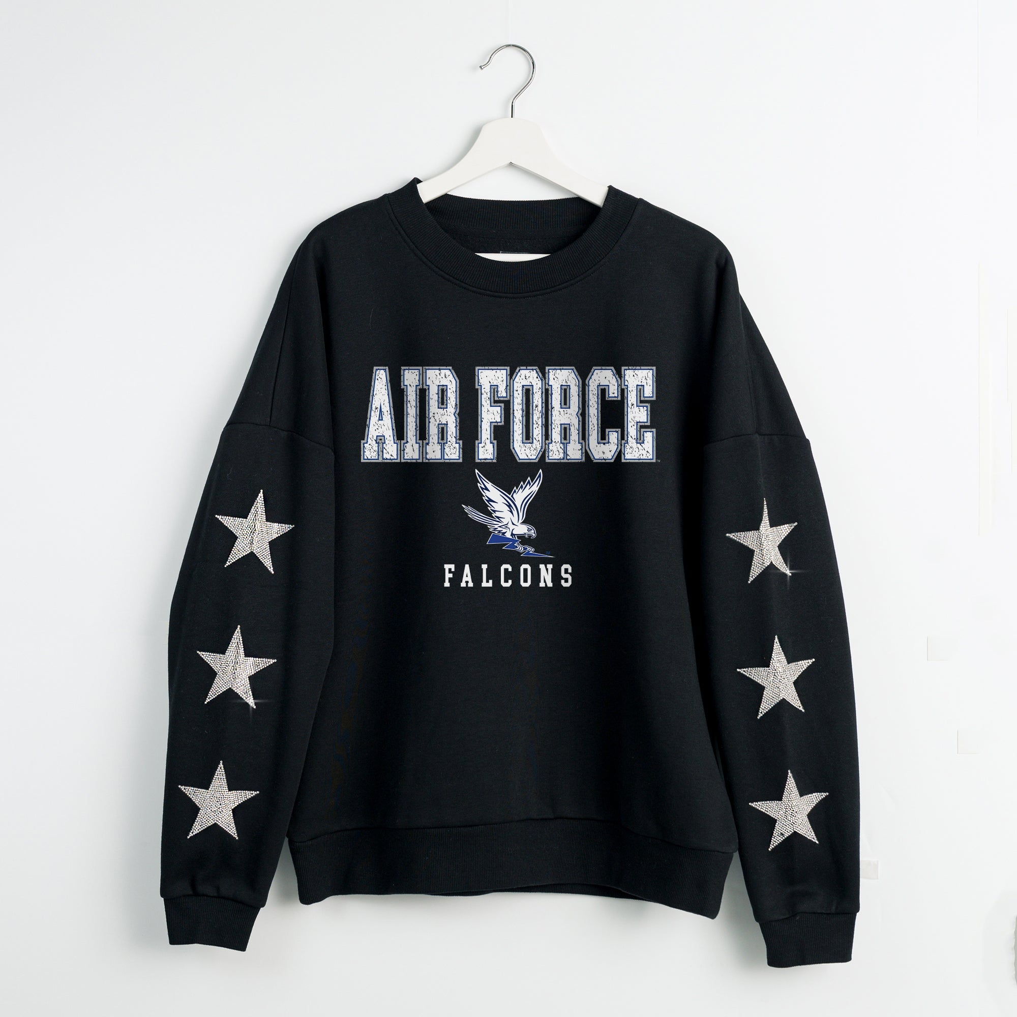 AIR FORCE FALCONS VELOCITY STAR EMBELLISHED CREW SWEATSHIRT