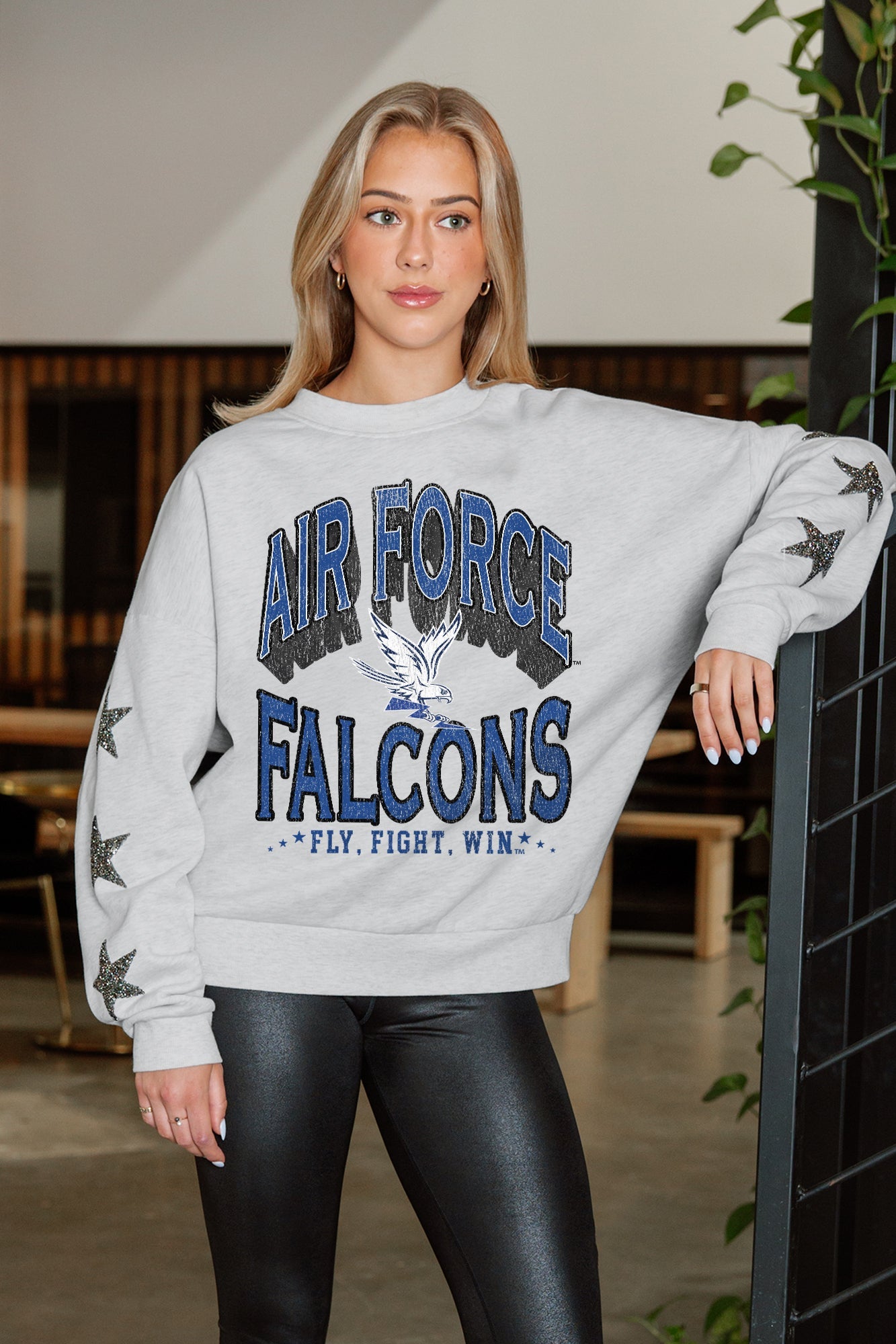 AIR FORCE FALCONS RESILIENCE STAR EMBELLISHED CREW SWEATSHIRT