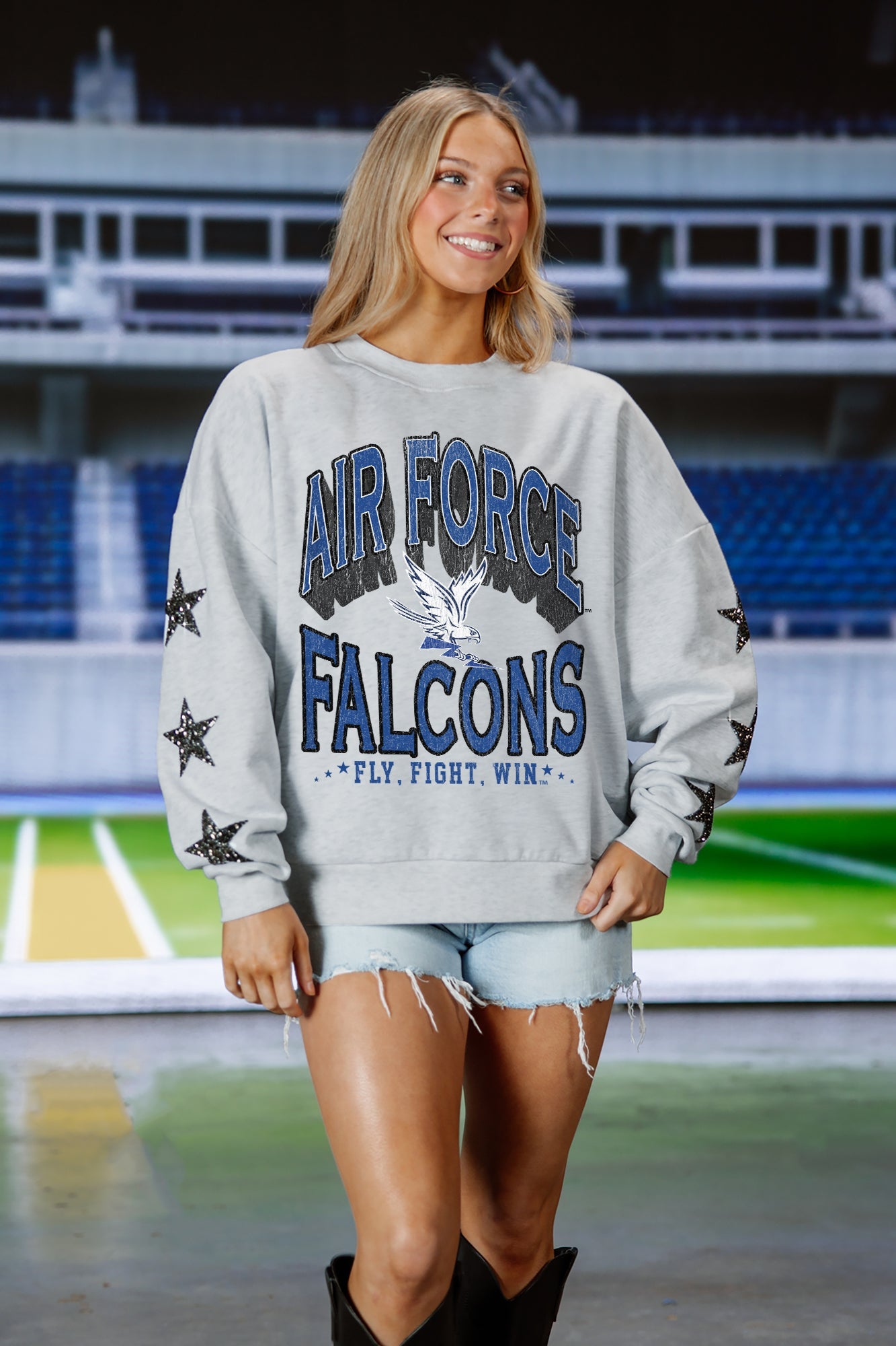 AIR FORCE FALCONS RESILIENCE STAR EMBELLISHED CREW SWEATSHIRT