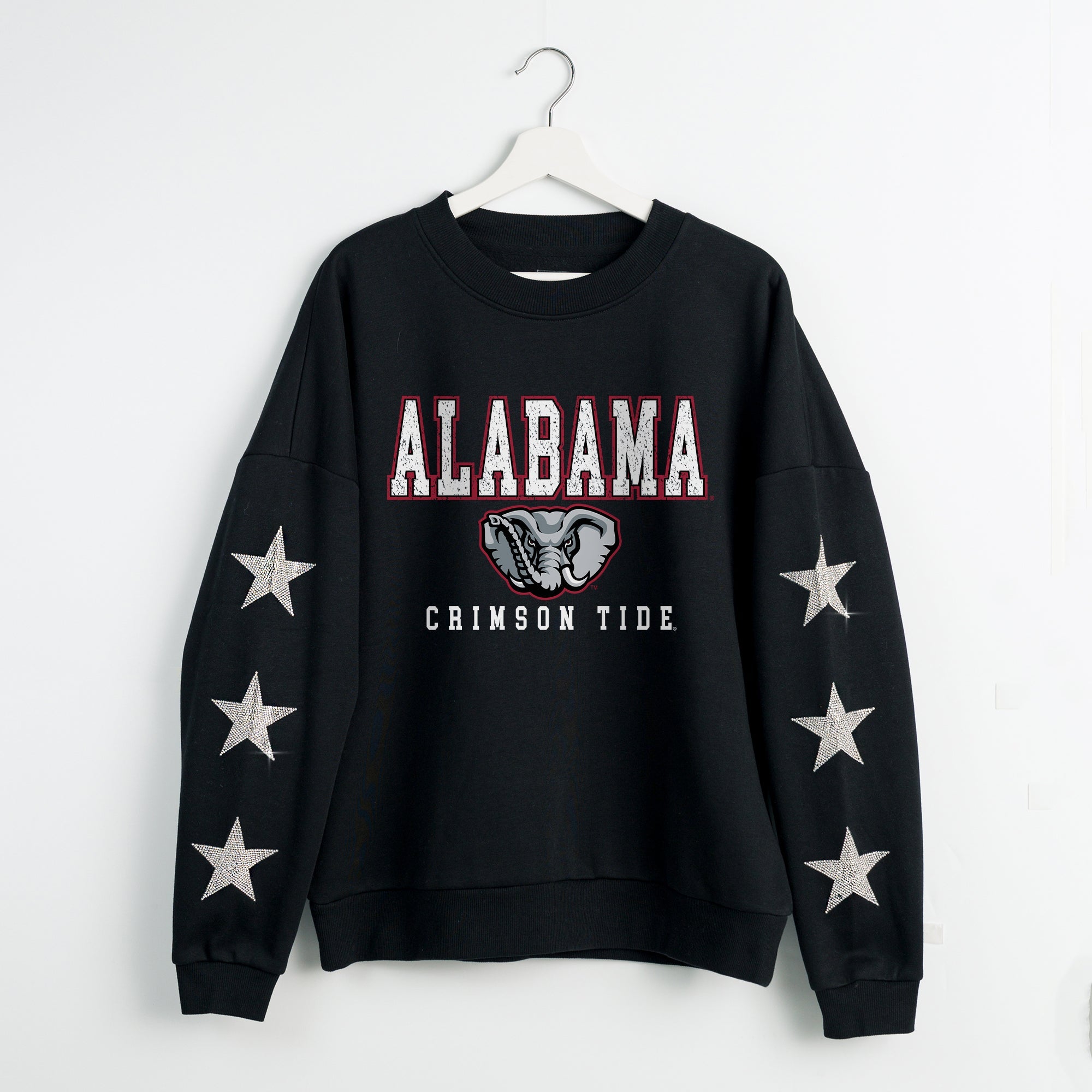 ALABAMA CRIMSON TIDE VELOCITY STAR EMBELLISHED CREW SWEATSHIRT
