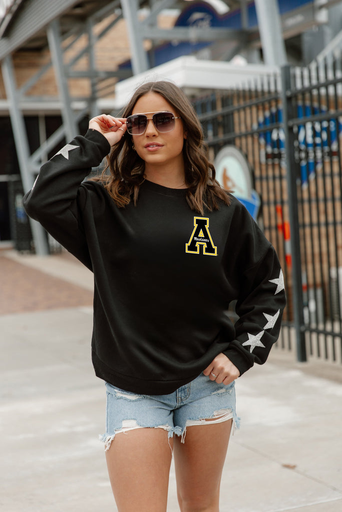 APPALACHIAN STATE MOUNTAINEERS DEDICATION EMBELLISHED STAR SLEEVE CREWNECK PULLOVER