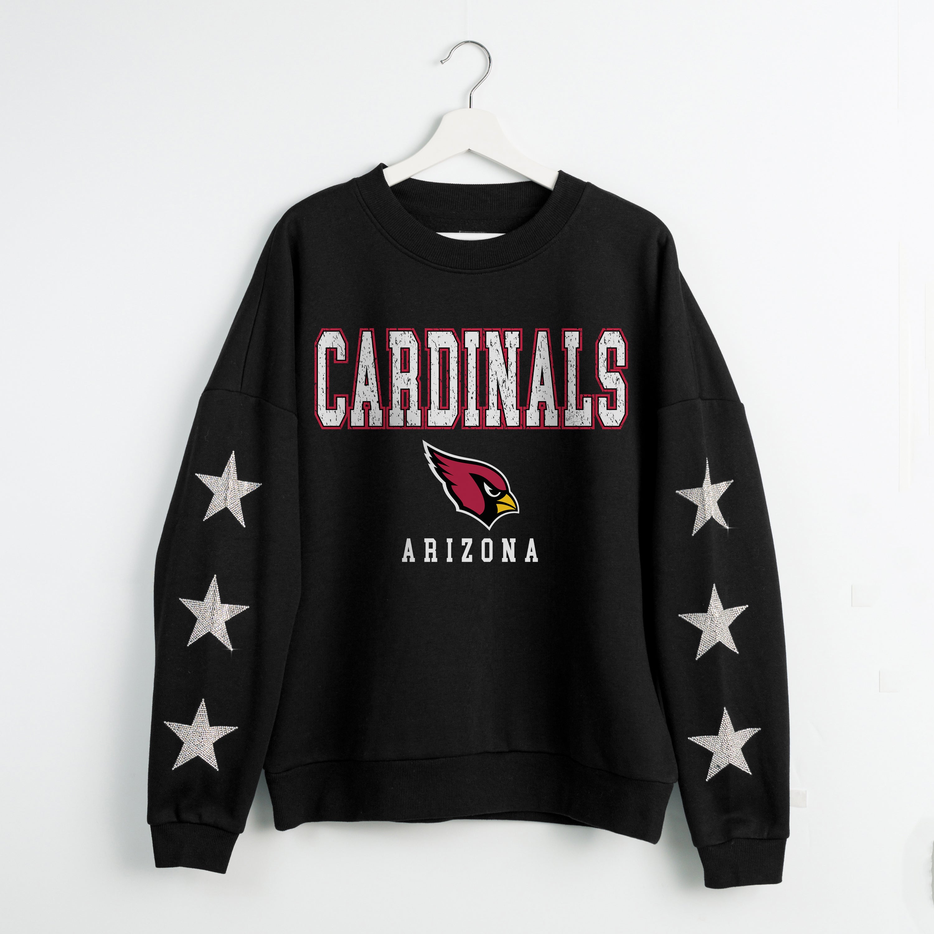 ARIZONA CARDINALS VELOCITY STAR EMBELLISHED CREW SWEATSHIRT
