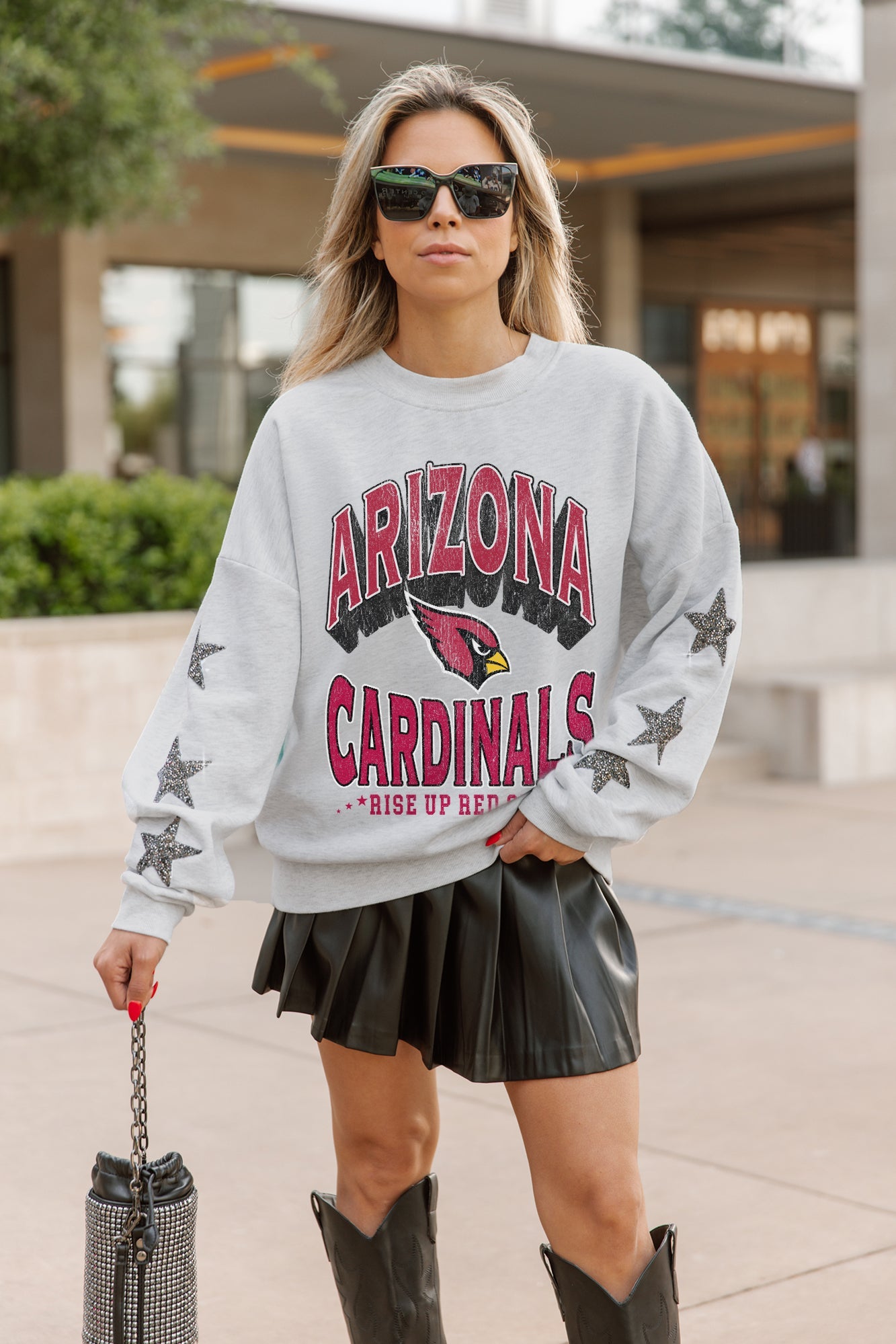 ARIZONA CARDINALS RESILIENCE STAR EMBELLISHED CREW SWEATSHIRT