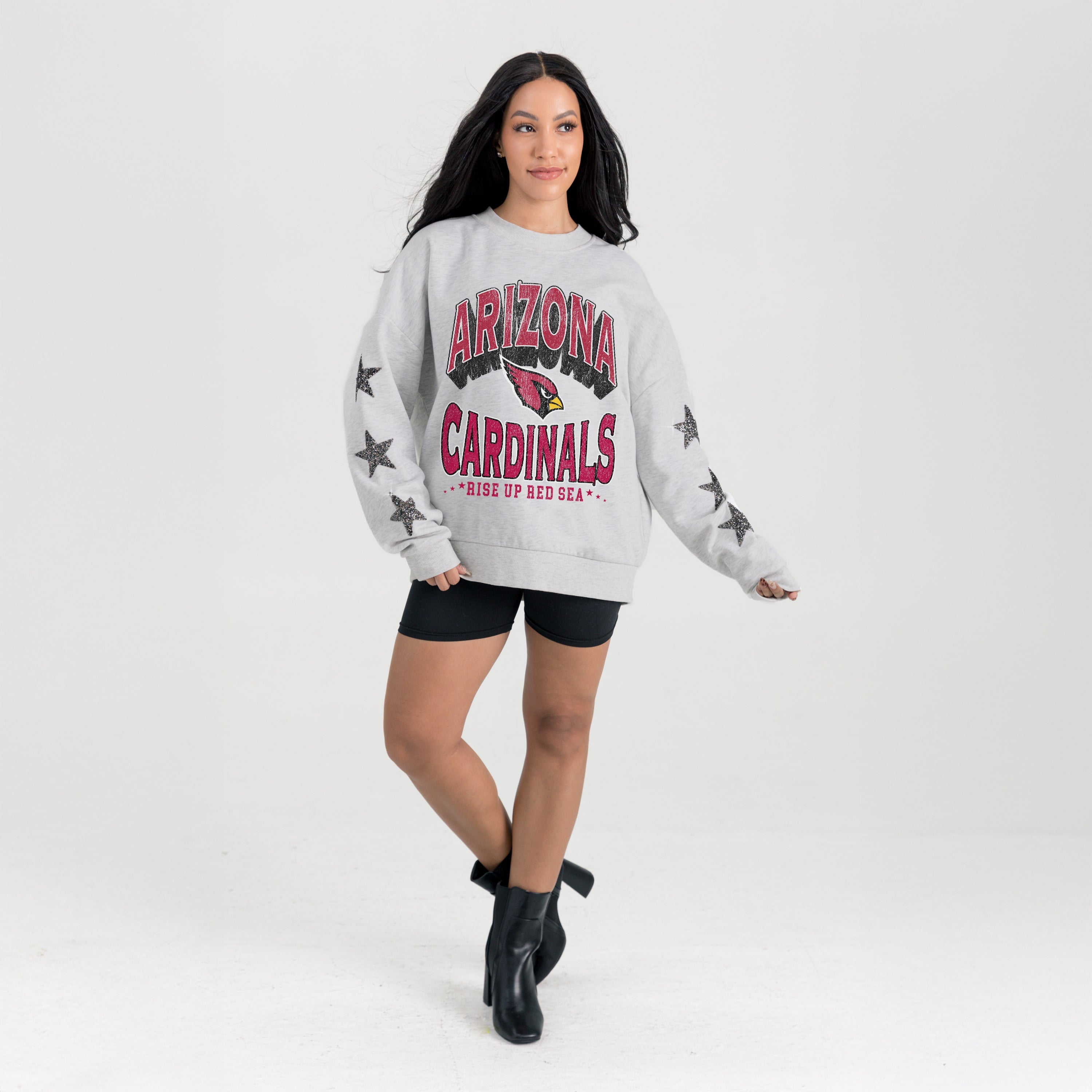 ARIZONA CARDINALS RESILIENCE STAR EMBELLISHED CREW SWEATSHIRT