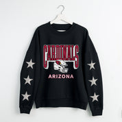 ARIZONA CARDINALS PURE VICTORY STAR EMBELLISHED CREW SWEATSHIRT