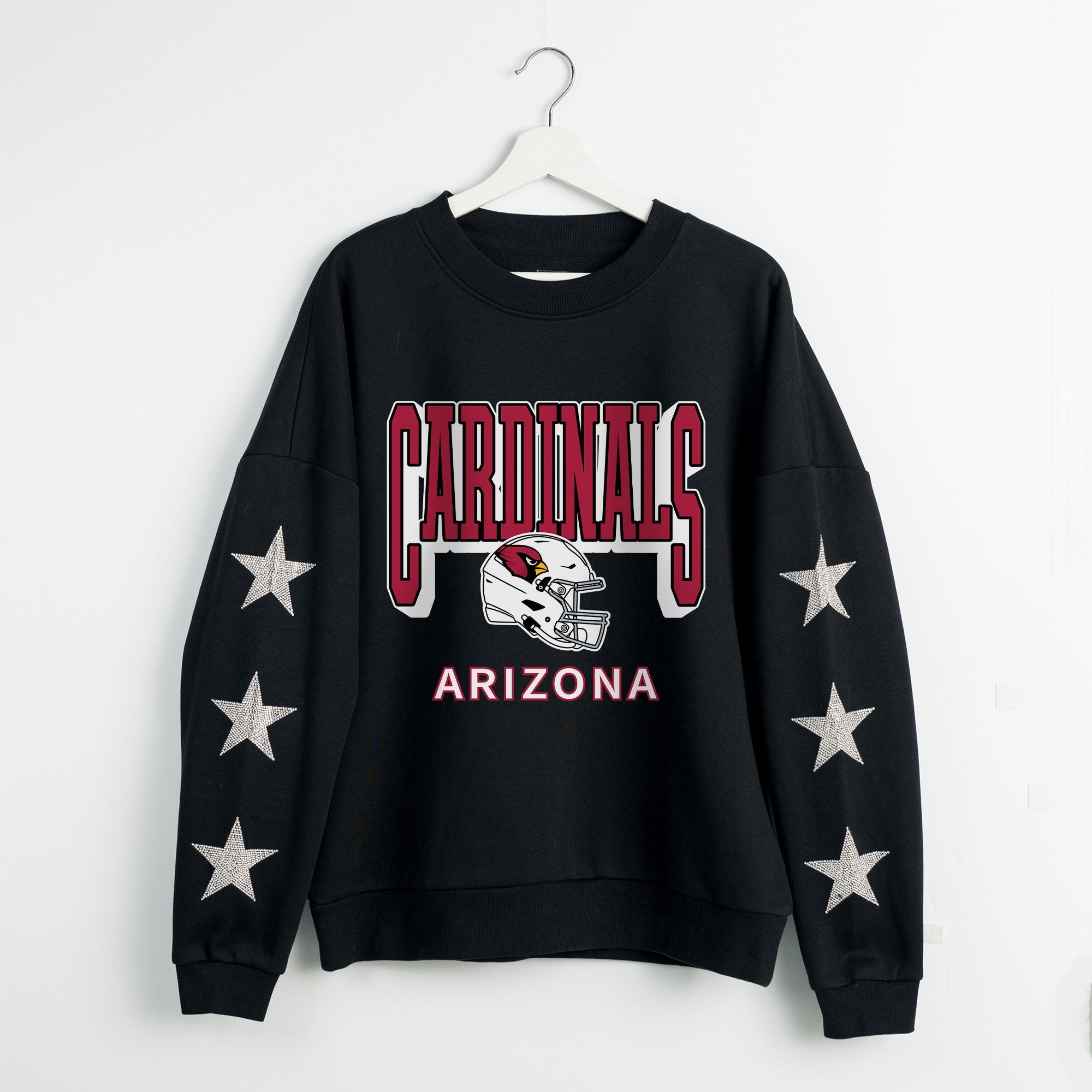 ARIZONA CARDINALS PURE VICTORY STAR EMBELLISHED CREW SWEATSHIRT