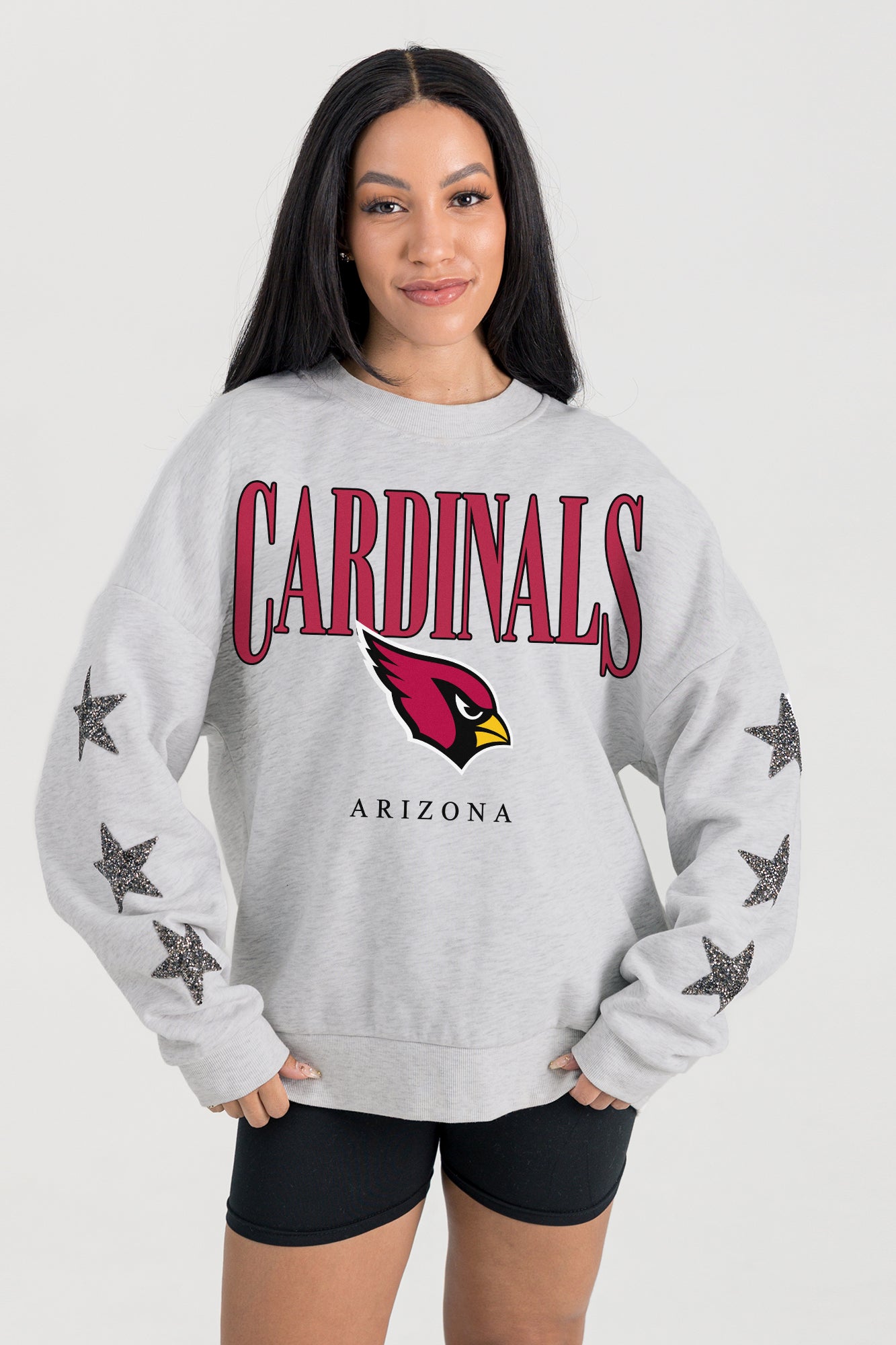 ARIZONA CARDINALS BOLD PLAY STAR EMBELLISHED CREW SWEATSHIRT BY RANDI MAHOMES