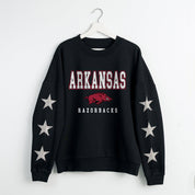 ARKANSAS RAZORBACKS VELOCITY STAR EMBELLISHED CREW SWEATSHIRT