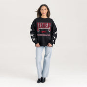 ARKANSAS RAZORBACKS PURE VICTORY EMBELLISHED STAR SLEEVE CREWNECK PULLOVER