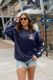 ARIZONA WILDCATS DEDICATION EMBELLISHED STAR SLEEVE CREWNECK PULLOVER
