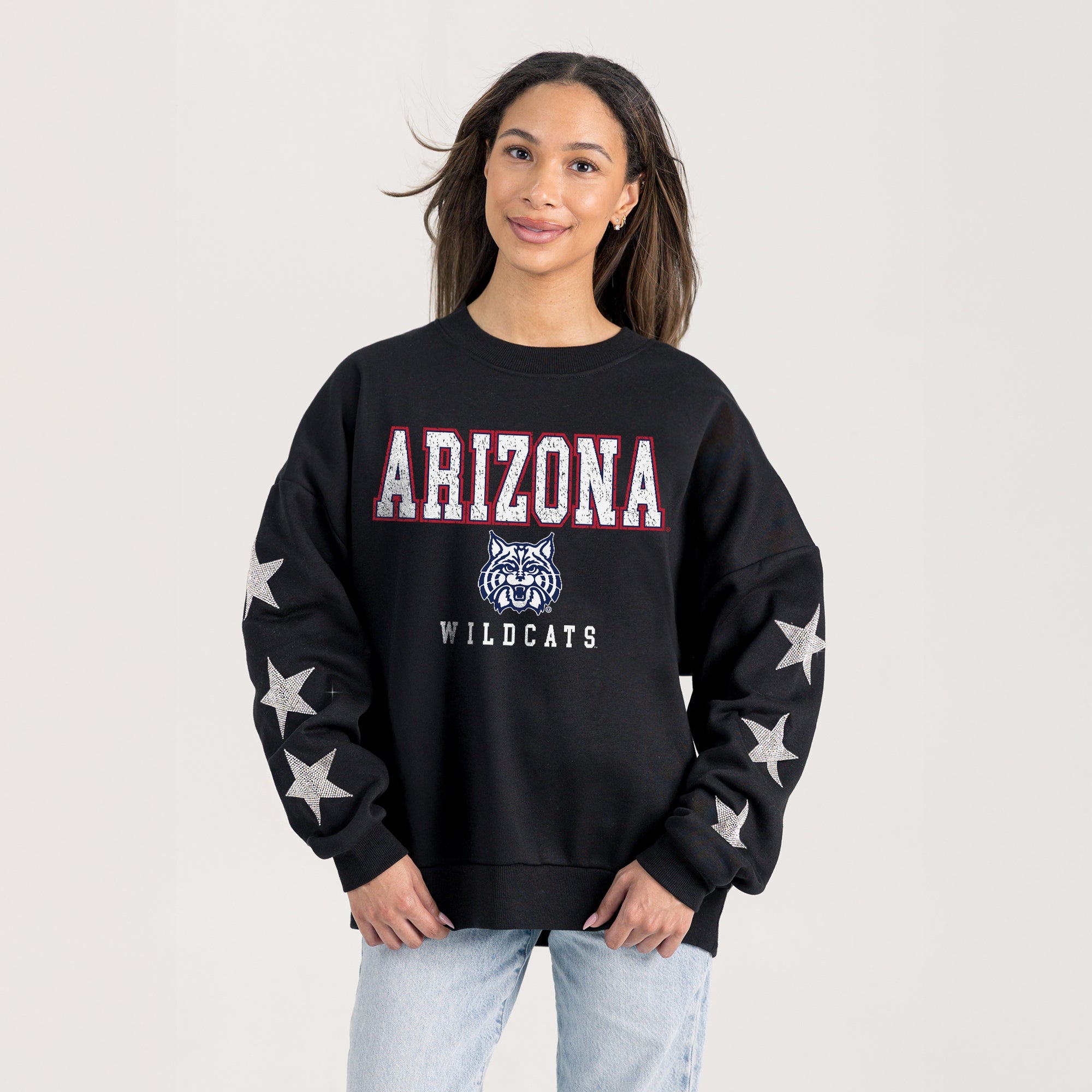 ARIZONA WILDCATS VELOCITY STAR EMBELLISHED CREW SWEATSHIRT