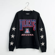 ARIZONA WILDCATS PURE VICTORY EMBELLISHED STAR SLEEVE CREWNECK PULLOVER