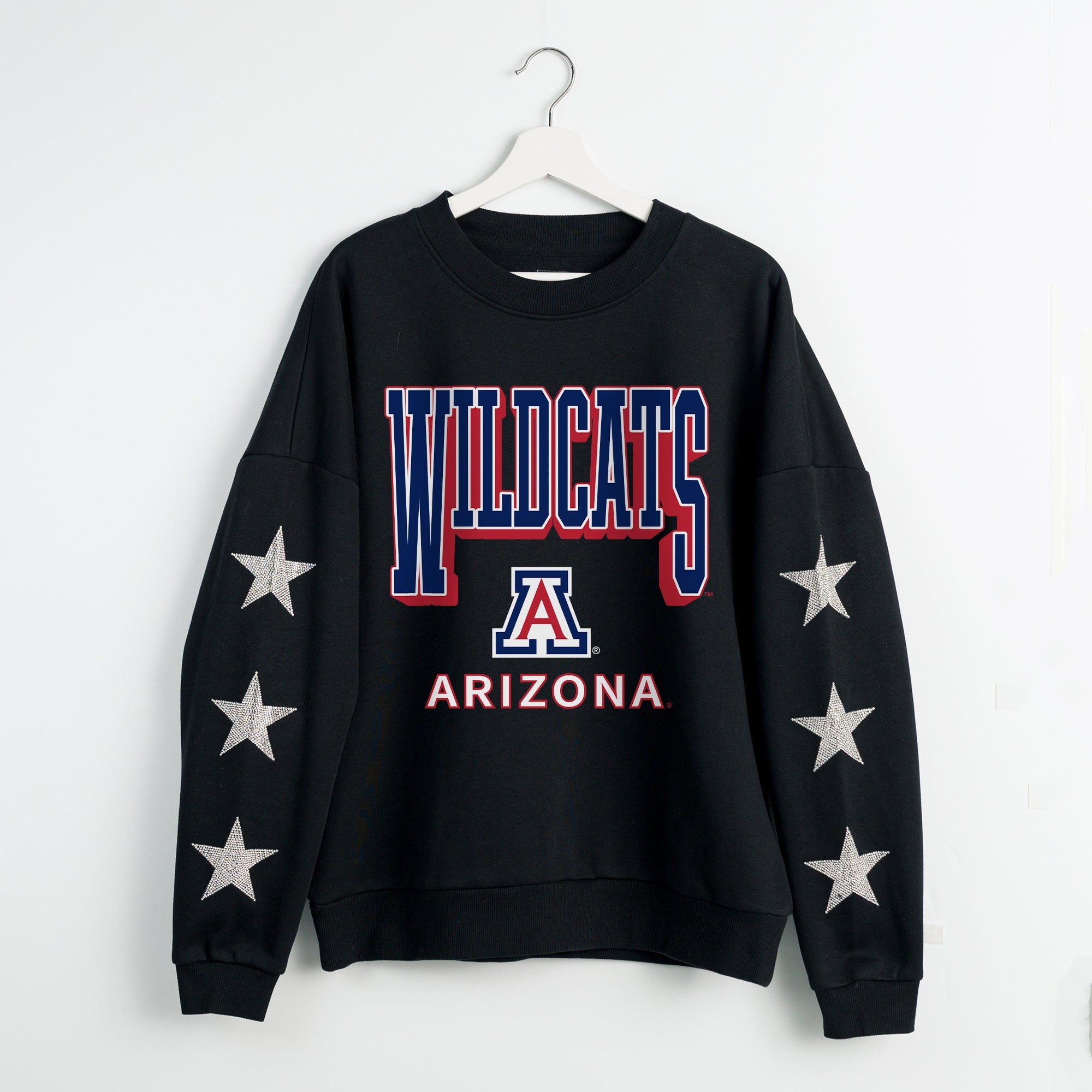 ARIZONA WILDCATS PURE VICTORY EMBELLISHED STAR SLEEVE CREWNECK PULLOVER