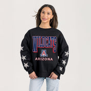 ARIZONA WILDCATS PURE VICTORY EMBELLISHED STAR SLEEVE CREWNECK PULLOVER