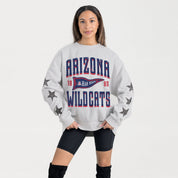 ARIZONA WILDCATS PENNANT PRIDE EMBELLISHED STAR SLEEVE CREWNECK PULLOVER