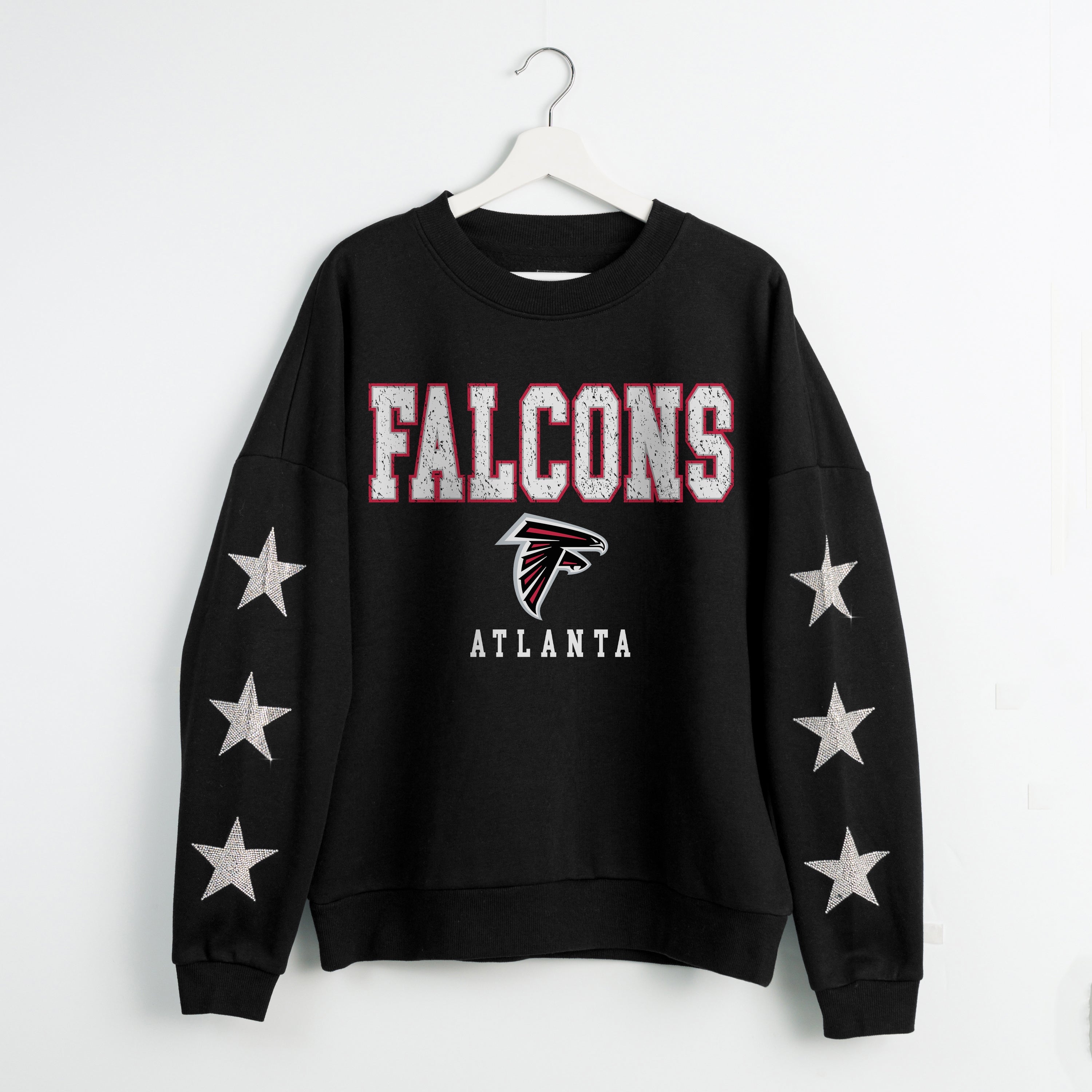 ATLANTA FALCONS VELOCITY STAR EMBELLISHED CREW SWEATSHIRT