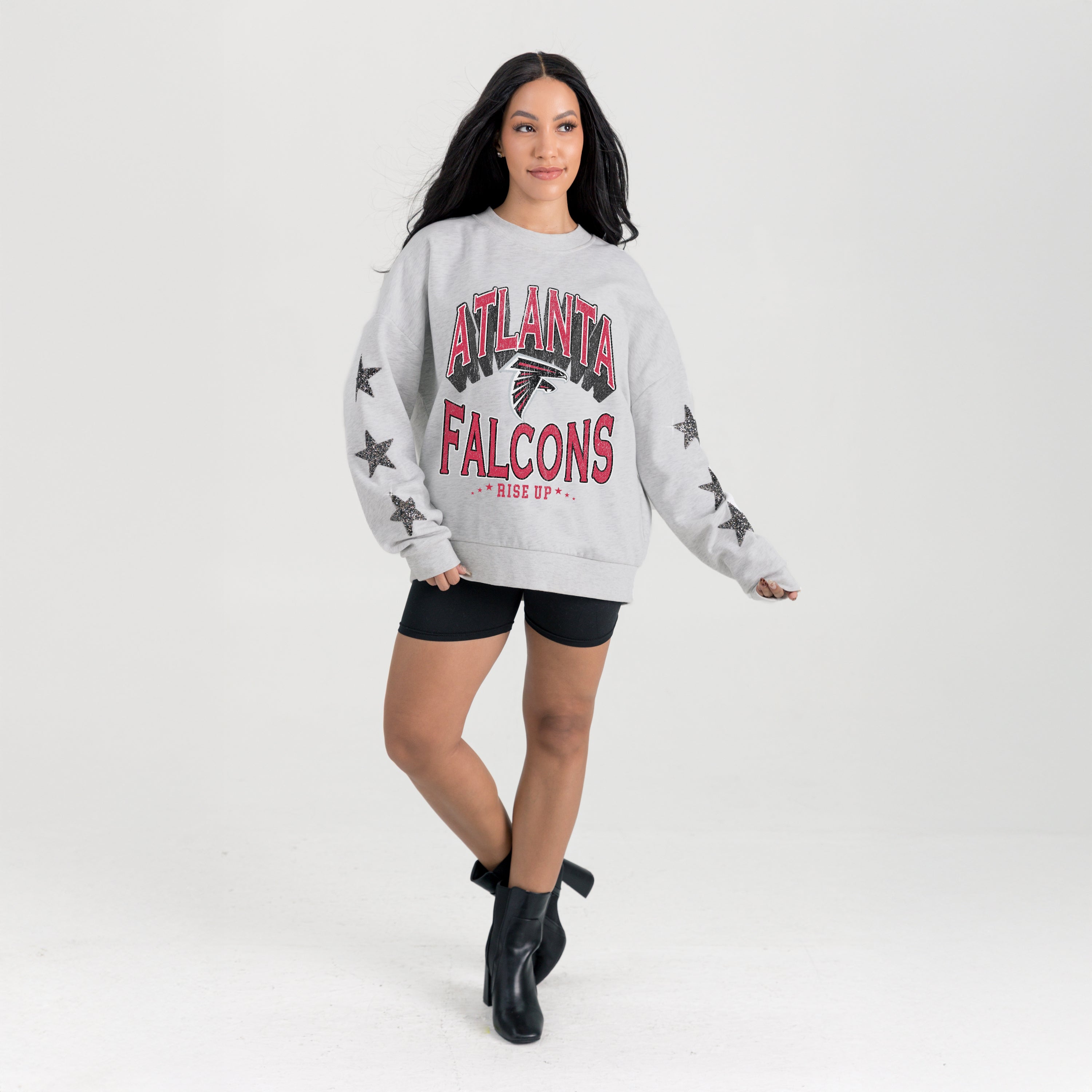 ATLANTA FALCONS RESILIENCE STAR EMBELLISHED CREW SWEATSHIRT