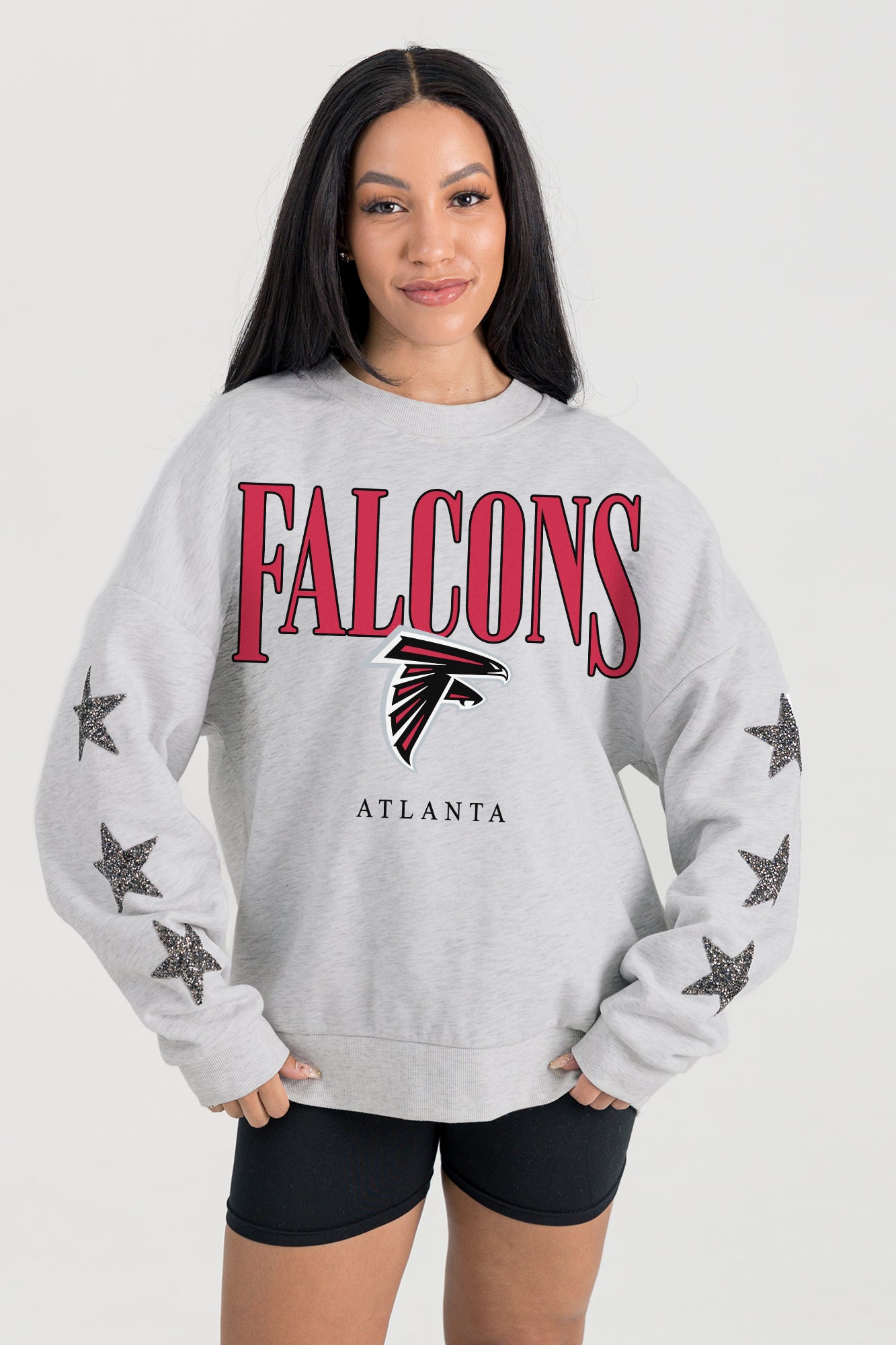 ATLANTA FALCONS BOLD PLAY STAR EMBELLISHED CREW SWEATSHIRT BY RANDI MAHOMES
