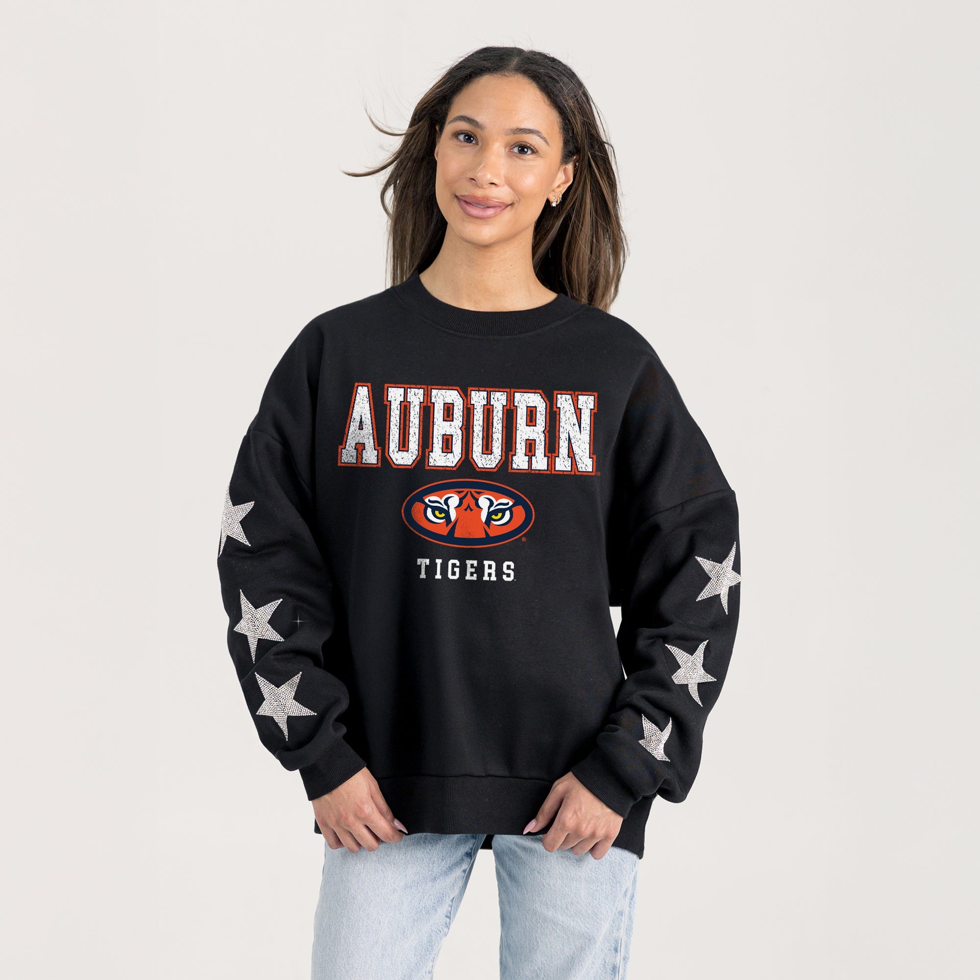 AUBURN TIGERS VELOCITY STAR EMBELLISHED CREW SWEATSHIRT