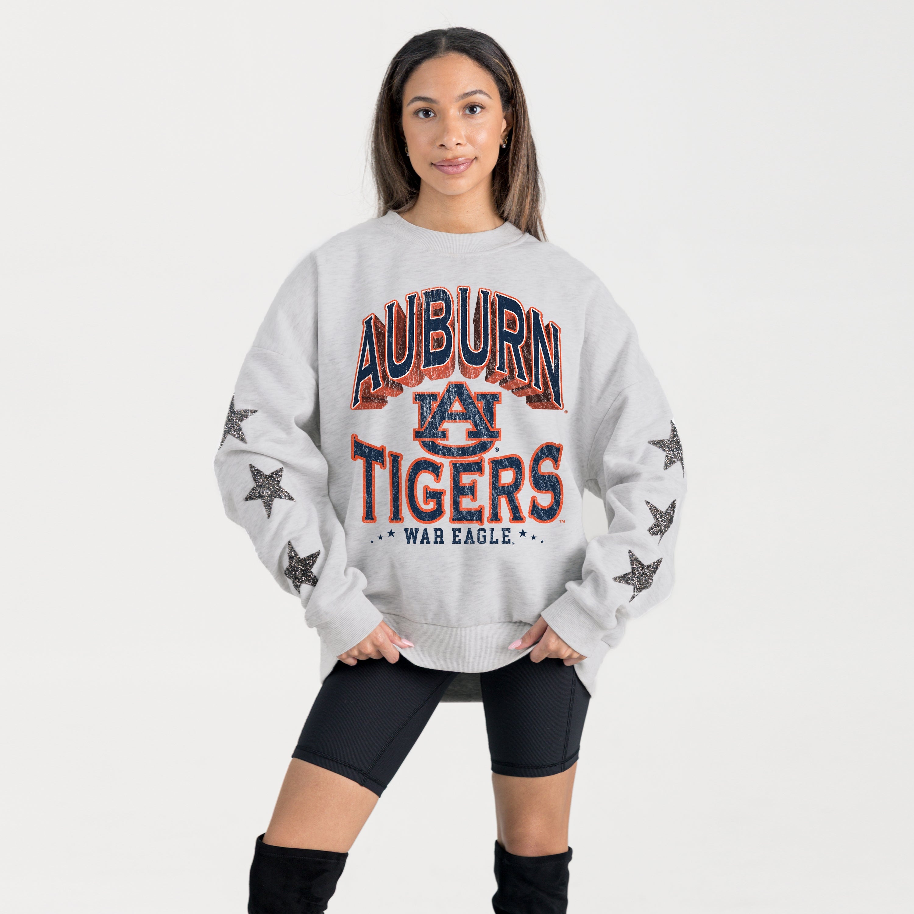 AUBURN TIGERS RESILIENCE STAR EMBELLISHED CREW SWEATSHIRT