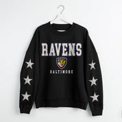 BALTIMORE RAVENS VELOCITY STAR EMBELLISHED CREW SWEATSHIRT