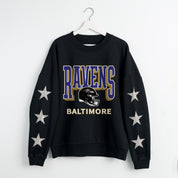 BALTIMORE RAVENS PURE VICTORY STAR EMBELLISHED CREW SWEATSHIRT