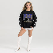 BALTIMORE RAVENS PURE VICTORY STAR EMBELLISHED CREW SWEATSHIRT