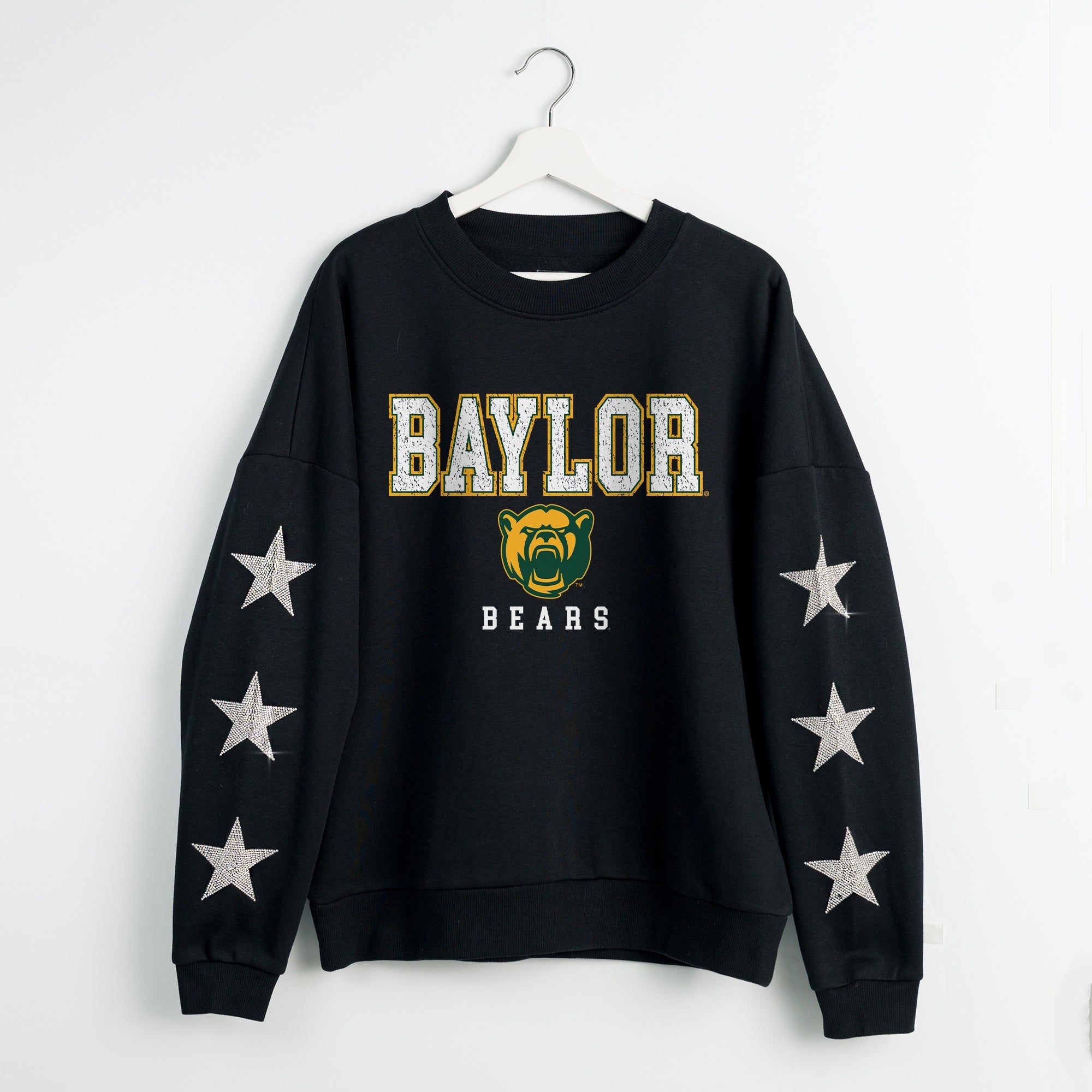 BAYLOR BEARS VELOCITY STAR EMBELLISHED CREW SWEATSHIRT