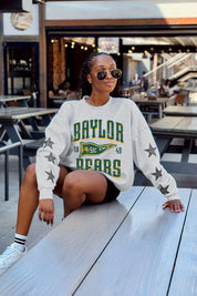 BAYLOR BEARS PENNANT PRIDE EMBELLISHED STAR SLEEVE CREWNECK PULLOVER