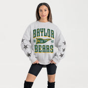BAYLOR BEARS PENNANT PRIDE EMBELLISHED STAR SLEEVE CREWNECK PULLOVER