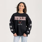 BOSTON COLLEGE EAGLES VELOCITY STAR EMBELLISHED CREW SWEATSHIRT