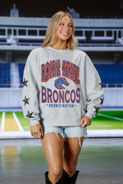BOISE STATE BRONCOS RESILIENCE STAR EMBELLISHED CREW SWEATSHIRT
