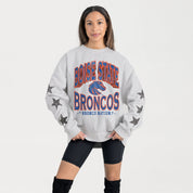 BOISE STATE BRONCOS RESILIENCE STAR EMBELLISHED CREW SWEATSHIRT