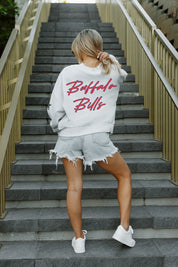 BUFFALO BILLS RADIANT ENERGY EMBELLISHED STAR SLEEVE CREWNECK PULLOVER