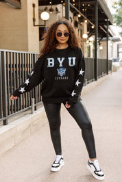 BYU COUGARS VELOCITY STAR EMBELLISHED CREW SWEATSHIRT