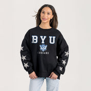 BYU COUGARS VELOCITY STAR EMBELLISHED CREW SWEATSHIRT